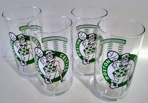x4 1986 NBA 80s Boston Celtics Basketball World Champions Mobil Glass Cup 5 6/8" - Picture 1 of 3