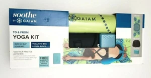 Soothe by Gaiam To & From Yoga Kit w/Videos Lime/Teal 24"W x 68"L - Picture 1 of 4