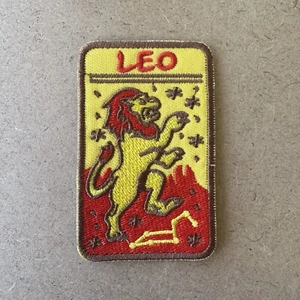 LEO Embroidered Iron-on Patch ~ Retro Zodiac Sign Design ~ 3" x 2" - Picture 1 of 3