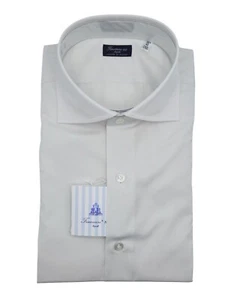New FINAMORE Napoli HANDMADE Dress EDUARDO Shirt Size 16 Us 41 Eu (FIN419) - Picture 1 of 2