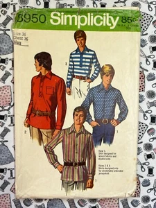 Simplicity Sewing Pattern 8950 Men's Shirt Size 36 Cut Complete - Picture 1 of 3