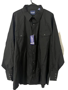 Neu Wrangler schwarz Country Western Pearl Druckknopf Hemd Herren 4XL Baumwolle - Bild 1 von 3