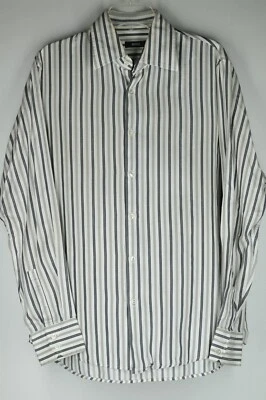 Hugo Boss Men Long Sleeve Gray & White Striped Dress Shirt 16 x 37 - Image 1 of 4