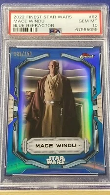 Mace Windu - 2022 Star Wars Finest Blue Refractor PSA 10 #121/150 Foto 1 de 2