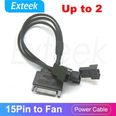 Sleeved SATA 15 Pin to 3 Way 3 Pin/4 Pin Fan PC Power Adapter Extension Cable - image 1 of 4