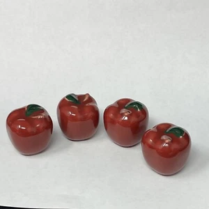 4 Cabinet Maroon Red Apple Fruit Ceramic Drawer Knob No Screws - Picture 1 of 5