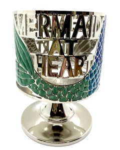 *NEW* Bath & Body Works MERMAID AT HEART Silver Pedestal 3 Wick Candle Holder - Picture 1 of 8
