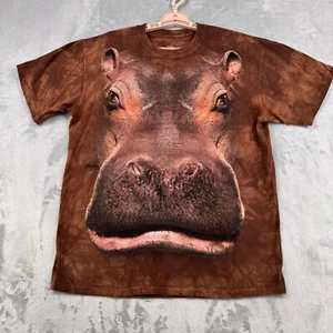 The Mountain Hippo Head T-Shirt Mens Medium Tie Dyed Brown Wildlife Africa - Picture 1 of 8
