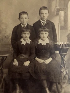 Tarjeta de gabinete retrato estudio años 1890 Harry Bork niños  - Imagen 1 de 3