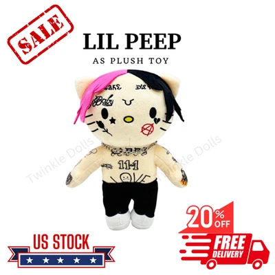 Hello Kitty As LIL PEEP 毛绒娃娃 动漫 软填充公仔 毛绒玩具 礼物 26 厘米 — 第 1/4 张图片
