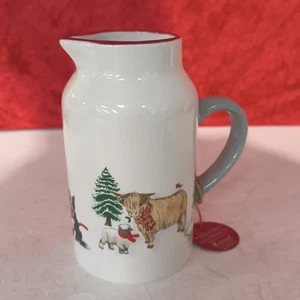 Cooksmart Christmas On The Farm 1 Pint Ceramic Milk Jug – Traditional Design - Picture 1 of 10
