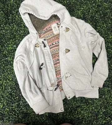 Sudadera con capucha para mujer Roxy con cremallera talla XL crema imitación piel interior azteca Foto 1 de 4