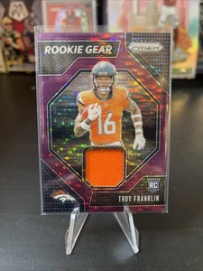 🔥🔥🔥 2024 Panini Prizm Rookie Gear Troy Franklin Purple Pulsar Broncos 🔥🔥🔥 - Picture 1 of 1
