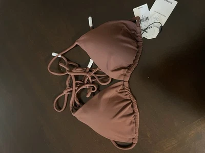 Nuevo Nuevo con etiquetas Top de Bikini Express Marrón Atado Triángulo Convertible Natación Talla Pequeña Foto 1 de 2