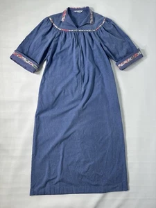 Vintage Modelle Mantel Hauskleid Morgenmantel Damen M blau Reißverschluss vorne Lounge - Bild 1 von 18