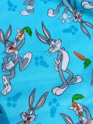 Cotton Flannel Fabric Looney Tunes Bugs Bunny Warner Brothers Novelty 41 X 2 Yds - Image 1 of 4