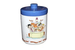 Barattolo biscotti vintage Flintstones 1994 anni 90 Hanna Barbara Yabba Dabba Do 7"x6" - Foto 1 di 7