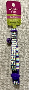 Whisky City Breakaway Cat Collar with Bell Purple Squig/Dots fits 8-12 inches - Picture 1 of 4