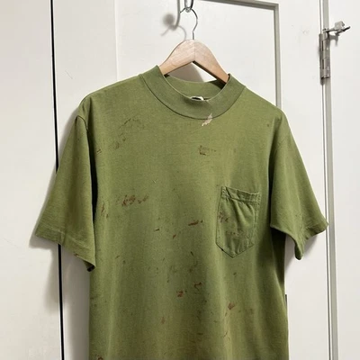 Camiseta De Colección Años 60 70 BVD Desteñida Cuello Simulado Bolsillo Pintura Envejecida En Blanco EE. UU. Foto 1 de 4