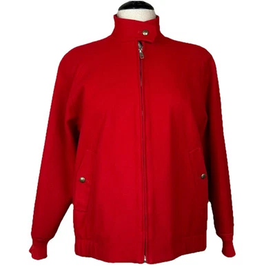 Chaqueta Pendleton De Colección Para Mujer S 100% Lana Rojo Cremallera Abrigo Bombardero Hecho en EE. UU. Clásico Foto 1 de 4