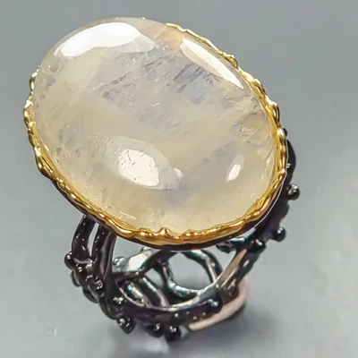 Ювелирные изделия 32 карат натуральный лунный камень кольцо 925 пробы размер 8/R445288 - Изображение 1 из 4