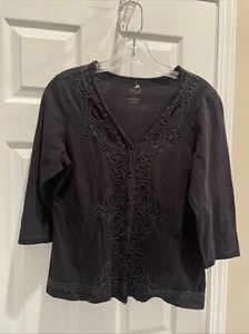 Talbots Petites Womens button Cardigan Size M Pretty shade Gorgeous Black - Picture 1 of 3