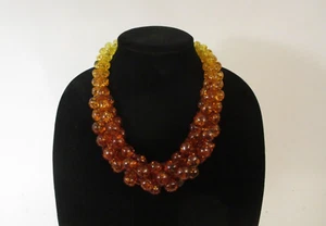 Vintage Faux Amber Beaded Necklace 21" Gradient Large Statement - Picture 1 of 8