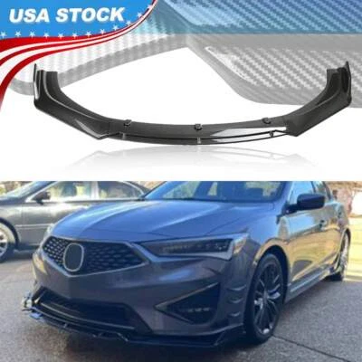 For Acura	ILX 2019-2022 Carbon Fiber Look Front Bumper Lip Splitter Spoiler BE Foto 1 de 4