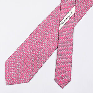 Salvatore Ferragamo Tie Necktie Gancini Logo on Pink
