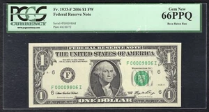 FR. 1933-F 2006 $1 FW FRN ATLANTA, GA “LOW SERIAL #9806” PCGS GEM UNC-66PPQ - Picture 1 of 2