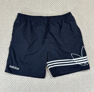 Vintage 90s Adidas Nylon Windbreaker Track Shorts Size M Big Trefoil Logo Black - Picture 1 of 18