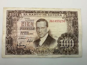 1953 Spain 100 Pesetas P-145 Banknote SPC515 - Picture 1 of 2
