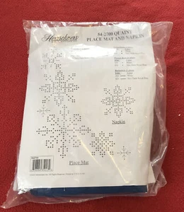 Herrschners® Quaint Snowflakes Place mats & Napkins Stamped Cross-Stitch - Picture 1 of 4