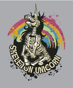 3” Skeleton Unicorn Sticker Tough Skull Mean Rainbow Colorful Metal Punk Biker