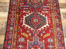 3'5"x11'3" Antique Authentic Geometric Serapi Herizz Handmade wool rug runner