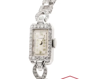 Vintage LYCEUM 1.83ct SI/H Diamonds Platinum 900 ladies Tennis Watch - Picture 1 of 7