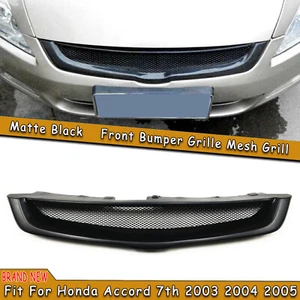 Front Bumper Grille Mesh For Honda Accord 7th 2003-2005 Matte Black Fiberglass - Picture 1 of 11