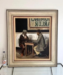 Anne Blakeney Texas Regionalist Black Americana Art Domino Parlor L Oil Painting - Picture 1 of 5