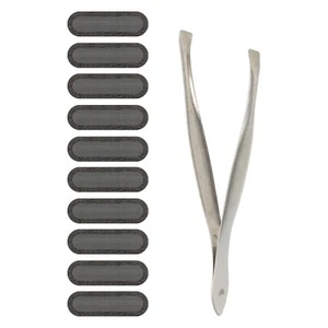 10 Pcs 0.63"x0.2" Phone Dustproof Net Sticker Speaker Cover with Tweezer Black - Zdjęcie 1 z 7
