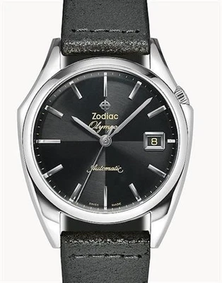 Nuevo reloj para hombre Zodiac ZO9700 Olympos automático esfera negra cuero negro Foto 1 de 3