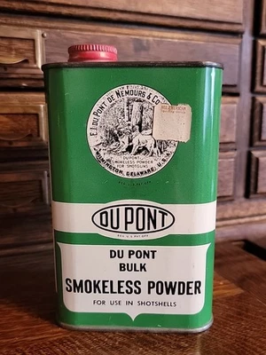 Lata en polvo sin humo DuPont vacía de colección 8 onzas verde con tapa roja buen estado Foto 1 de 4