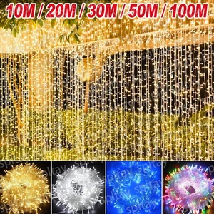 100-1000LED Lichterkette Strom Weihnachten Außen Innen Party Beleuchtung Deko DE - Bild 1 von 27