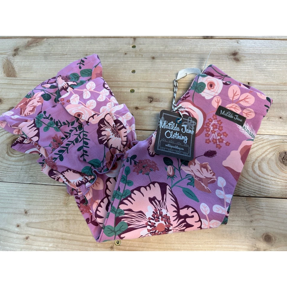 Leggings Florales Matilda Jane Niñas Nuevos con Etiquetas Púrpura Rosa Rosas Flores 4 Foto 1 de 2