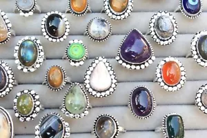 Amethyst & Mix Gemstone 925 Sterling Silver Plated Wholesale Design Rings Lot - Picture 1 of 3