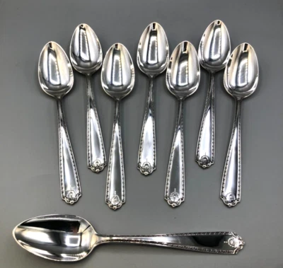 Lady Hilton by Westmoreland Sterling Silver set of 8 Oval Soup Spoons 7 1/8" - Image 1 of 3
