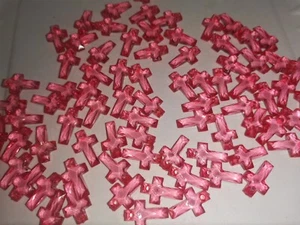 300pcs 16mm x 10mm Acrylic CROSS Pendant Charm Beads REDDISH PINK CERISE X39 - Picture 1 of 1