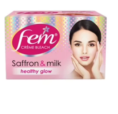 Natural Fem Saffron & Milk Healthy Glow Creme Bleach (24gm) Glowing Skin Fairnes - Image 1 of 4
