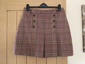 Joules Haddie Check Ladies Pink Tweed Short Country Style Wool Skirt Size 14 - Picture 1 of 12