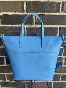 NWT $230 Antonio Melani North South Crossbody Tote Leather Dusk Blue - Picture 1 of 8