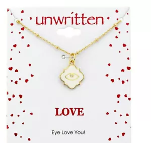 Collar sin escribir LOVE Eye Love You esmalte colgante chapado en oro $55 nuevo con etiquetas - Imagen 1 de 3